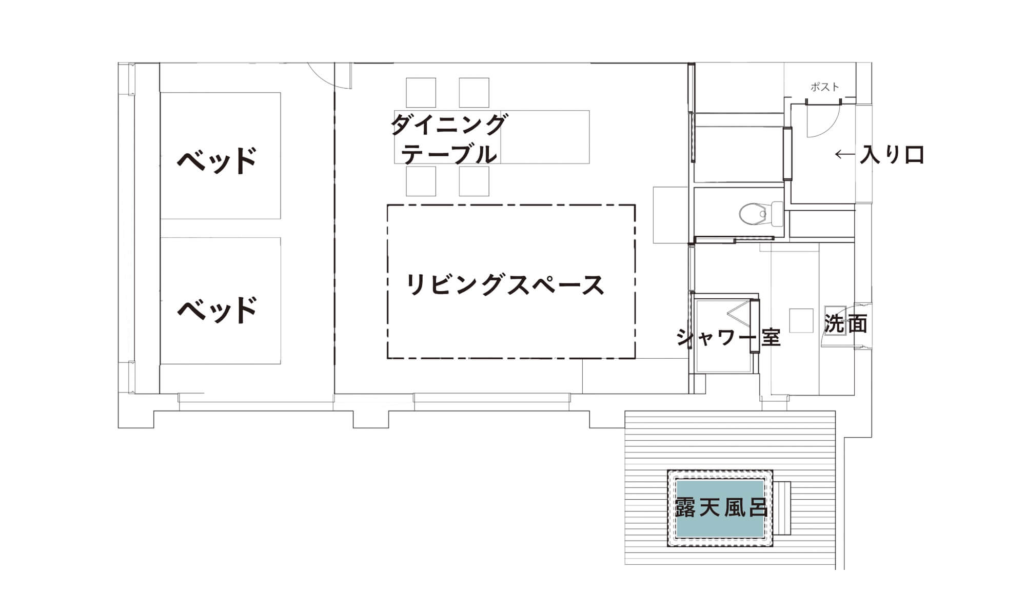【翠巌スイート】露天風呂付客室「青柳」103号室 平面図