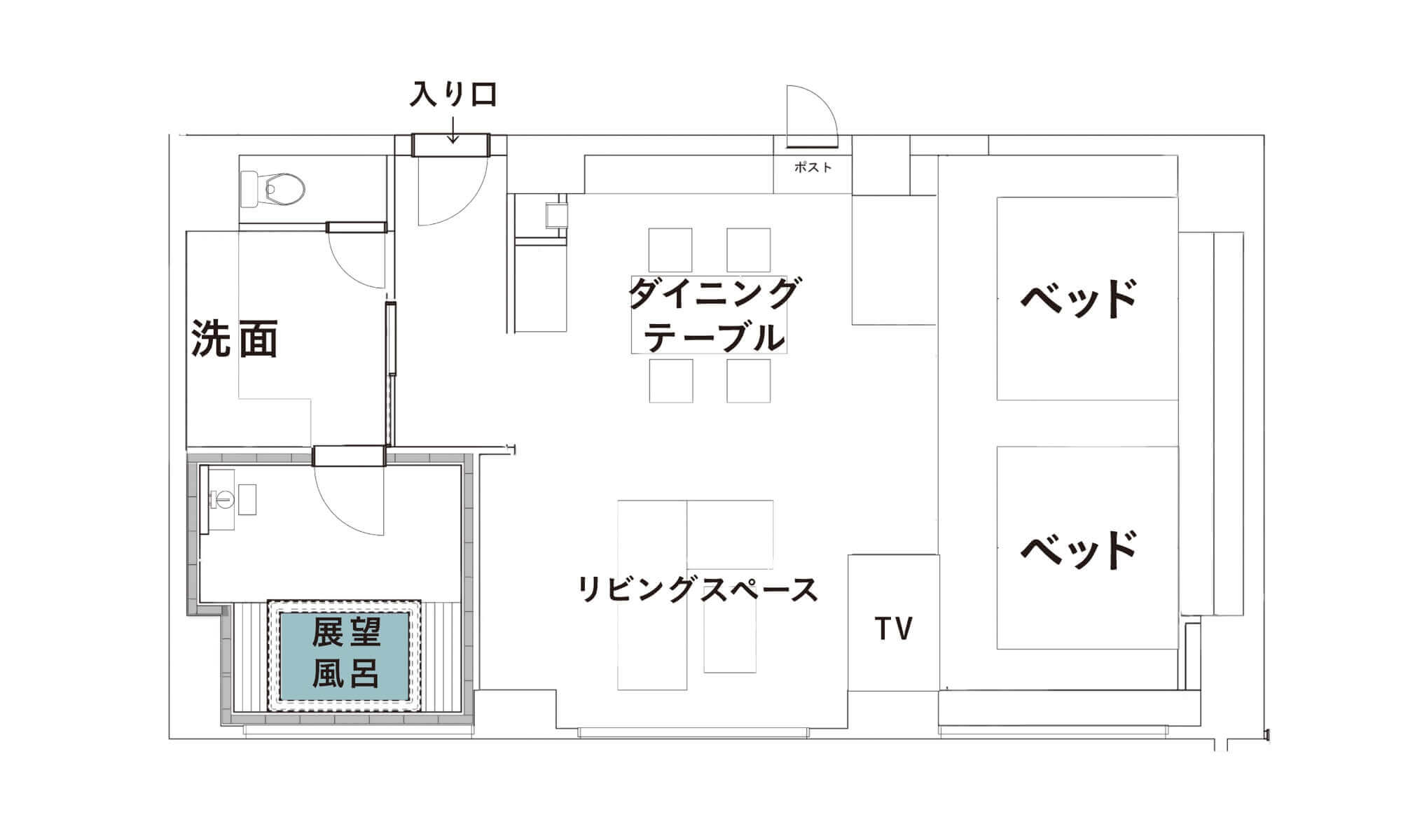 【スイート】展望風呂付客室「秋風楽」303号室 平面図